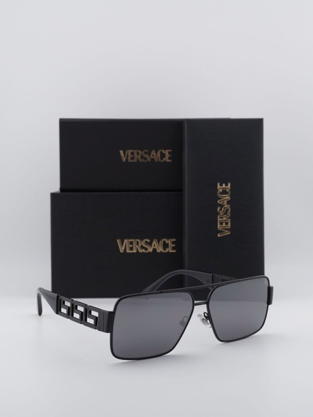 Versace VE2290 12616G Rectangle Sunglasses - Black / Grey